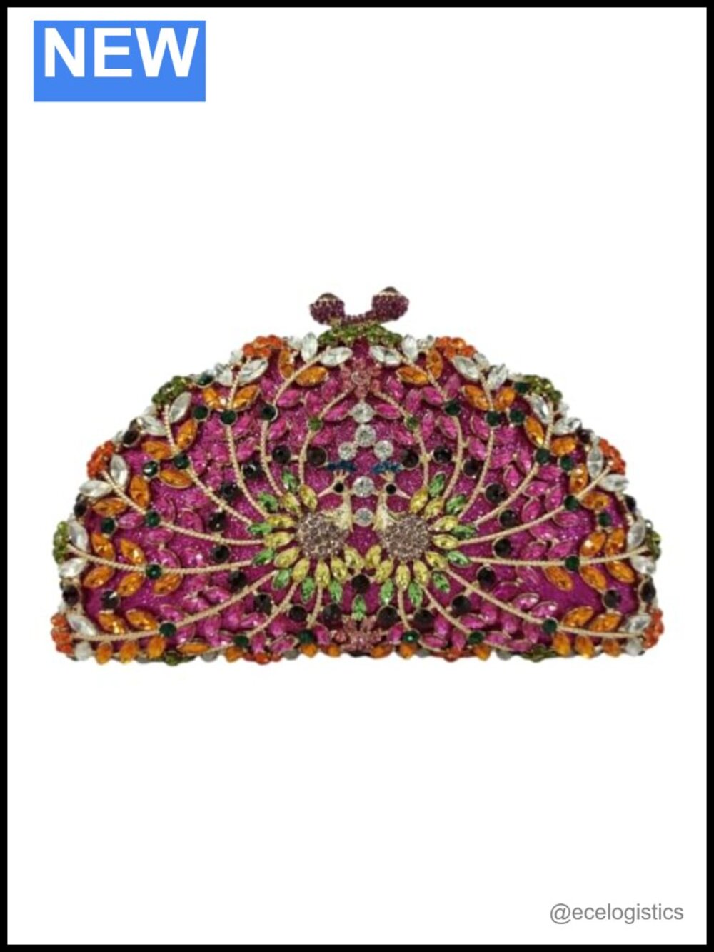 Crystal Rhinestone Peacock Clutch Evening Handbag Party Wedding Purse